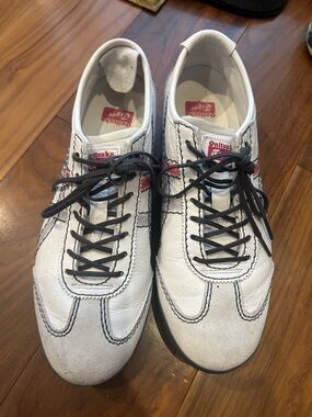 Onitsuka Tiger by Asics White Leather & Suede Sneakers with Black Accents